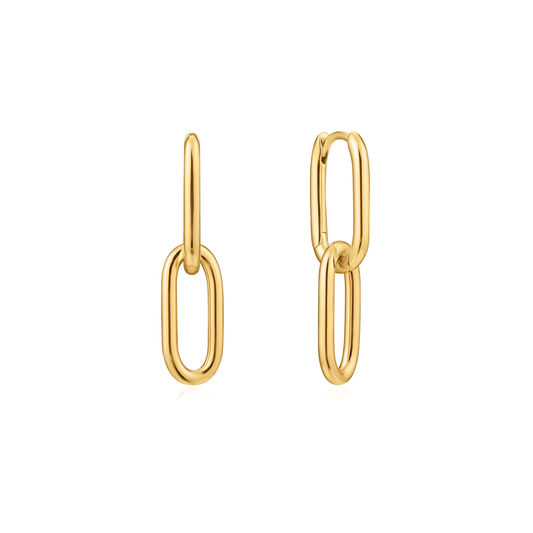 ELARA Double Hoop Hanging Earrings in Gold