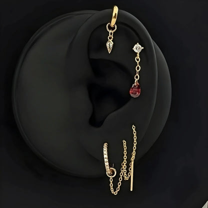 Ørepynt sett i gull , stacking earrings