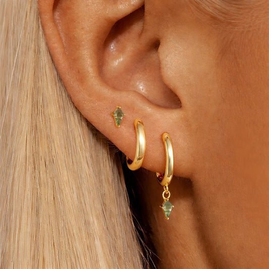 Moseagat Øredobber Sett 3 stk – Gullbelagte Øredobber i 925 Sølv, Nikkelfrie - Ørepynt gull