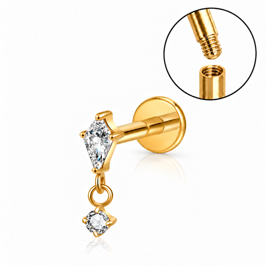 Allergivennlig flatback piercing til tragus i ASTM F136 titan, med minimalistisk og behagelig design.