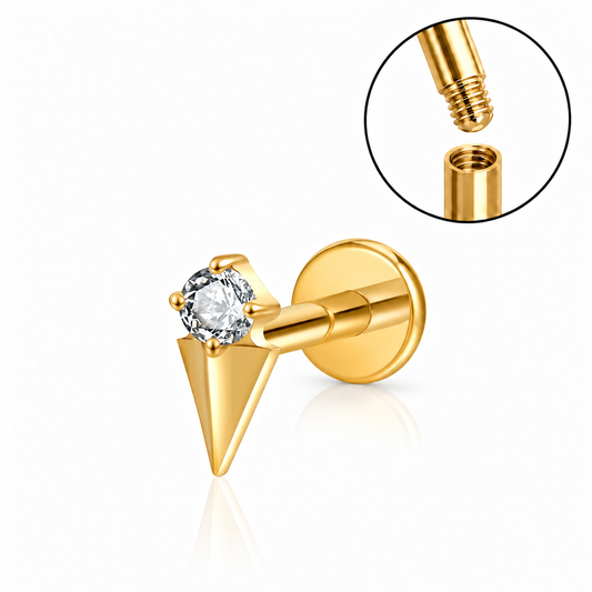 Nikkelfri tragus piercing i medisinsk titan med komfortabel flat bakdel og minimalistisk design.